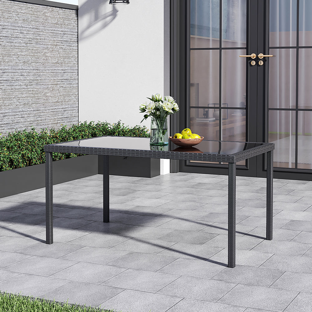 Brown/Black Garden Rectangle Rarran Garden Dining Table