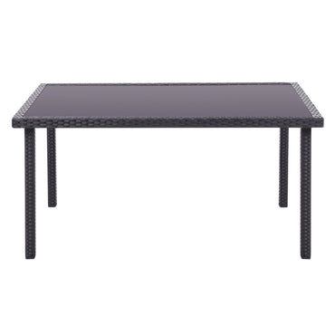 150cm Width Garden Table Dining Patio Outdoor Table Rectangle Table Black/Brown Garden Dining Tables Living and Home 