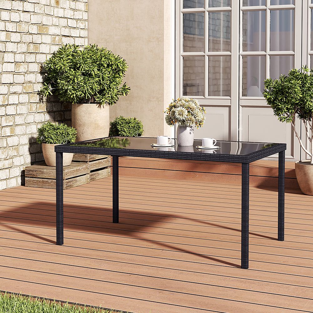 Brown/Black Garden Rectangle Rarran Garden Dining Table