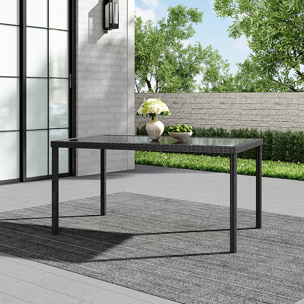 Brown/Black Garden Rectangle Rarran Garden Dining Table