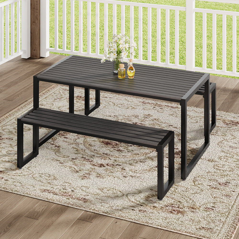 Grey Garden Iron Patio Set with 2 Benches