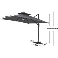 3M Garden Square Solar-Power LED Cantilever Parasol Umbrella