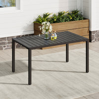 Grey Garden Wood Effect Patio Table with Parasol Hole