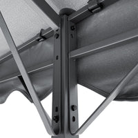 Close-up of Inner Corner Joint on Outdoor Arched Metal Pergola - Reinforced Structure Detail