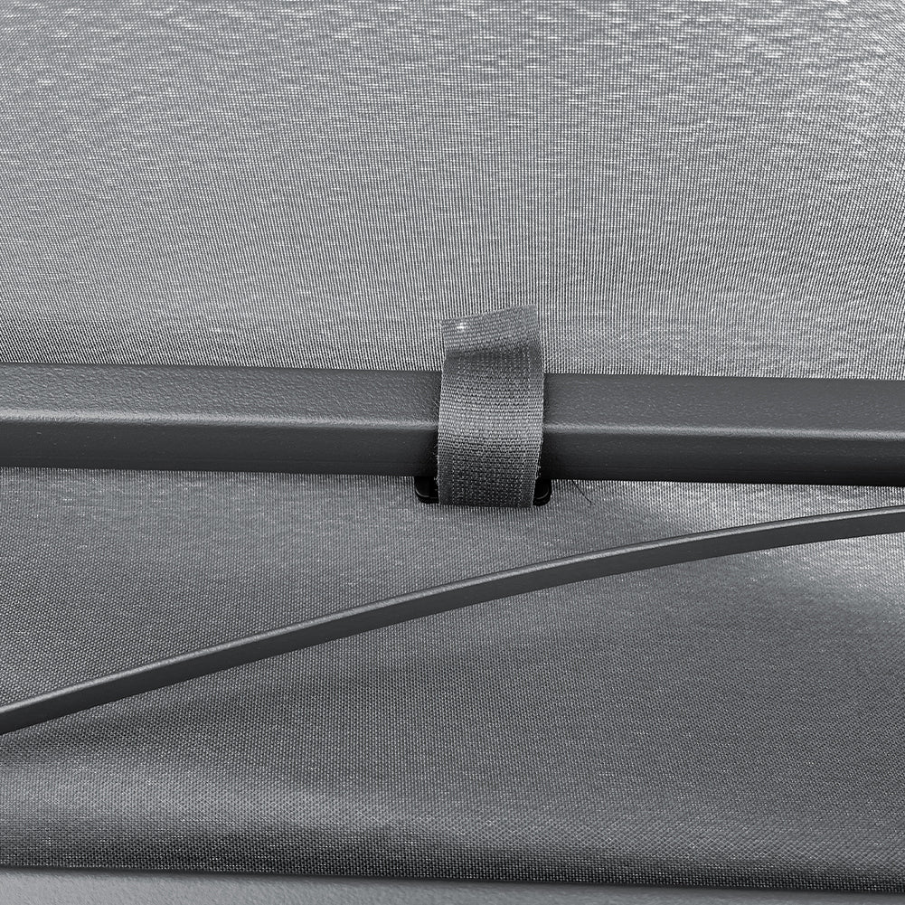 detailed view of inner arched frame and support beams of 102x118 inch outdoor pergola