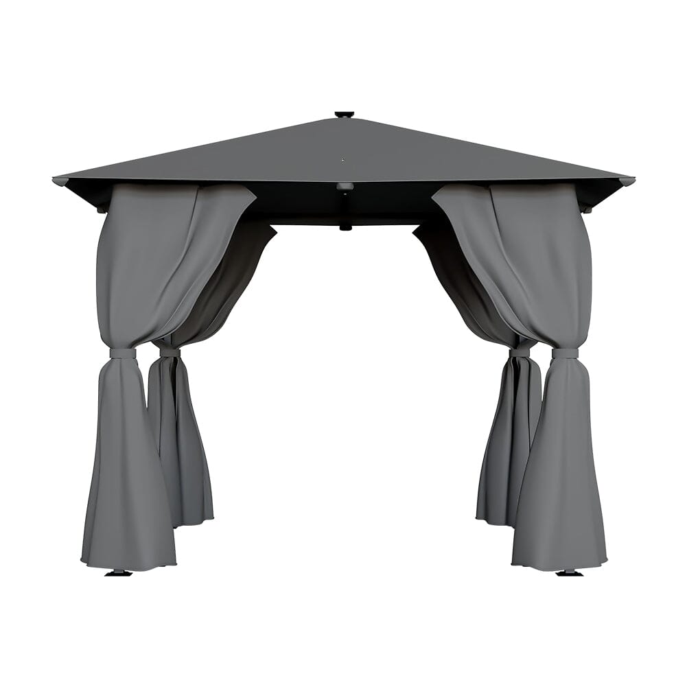 102x118 inch metal garden gazebo in dark grey - freestanding waterproof aluminium frame shelter