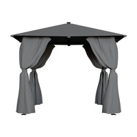 102x118 inch metal garden gazebo in dark grey - freestanding waterproof aluminium frame shelter