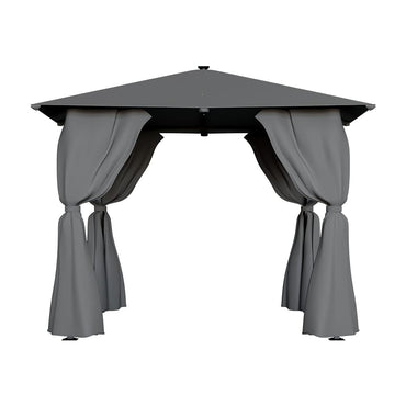 102x118 inch metal garden gazebo in dark grey - freestanding waterproof aluminium frame shelter