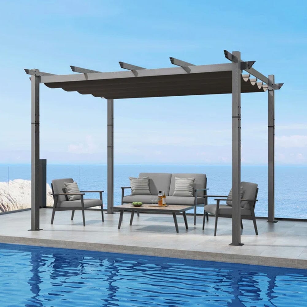 Outdoor Retractable Pergola in a Contemporary Garden Setting – Stylish Sun Protection Solution