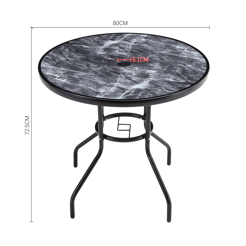 Black Garden Round/Square Marble Patio Table With Umbrella Hole