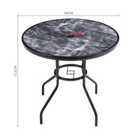 Black Garden Round/Square Marble Patio Table With Umbrella Hole