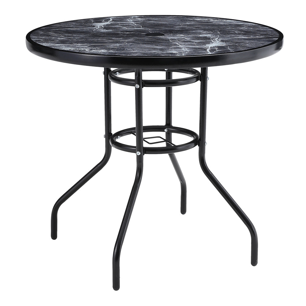 Black Garden Round/Square Marble Patio Table With Umbrella Hole