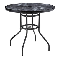 Black Garden Round/Square Marble Patio Table With Umbrella Hole