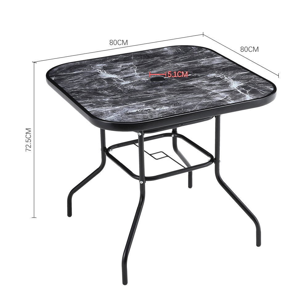 Black Garden Round/Square Marble Patio Table With Umbrella Hole