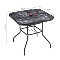 Black Garden Round/Square Marble Patio Table With Umbrella Hole
