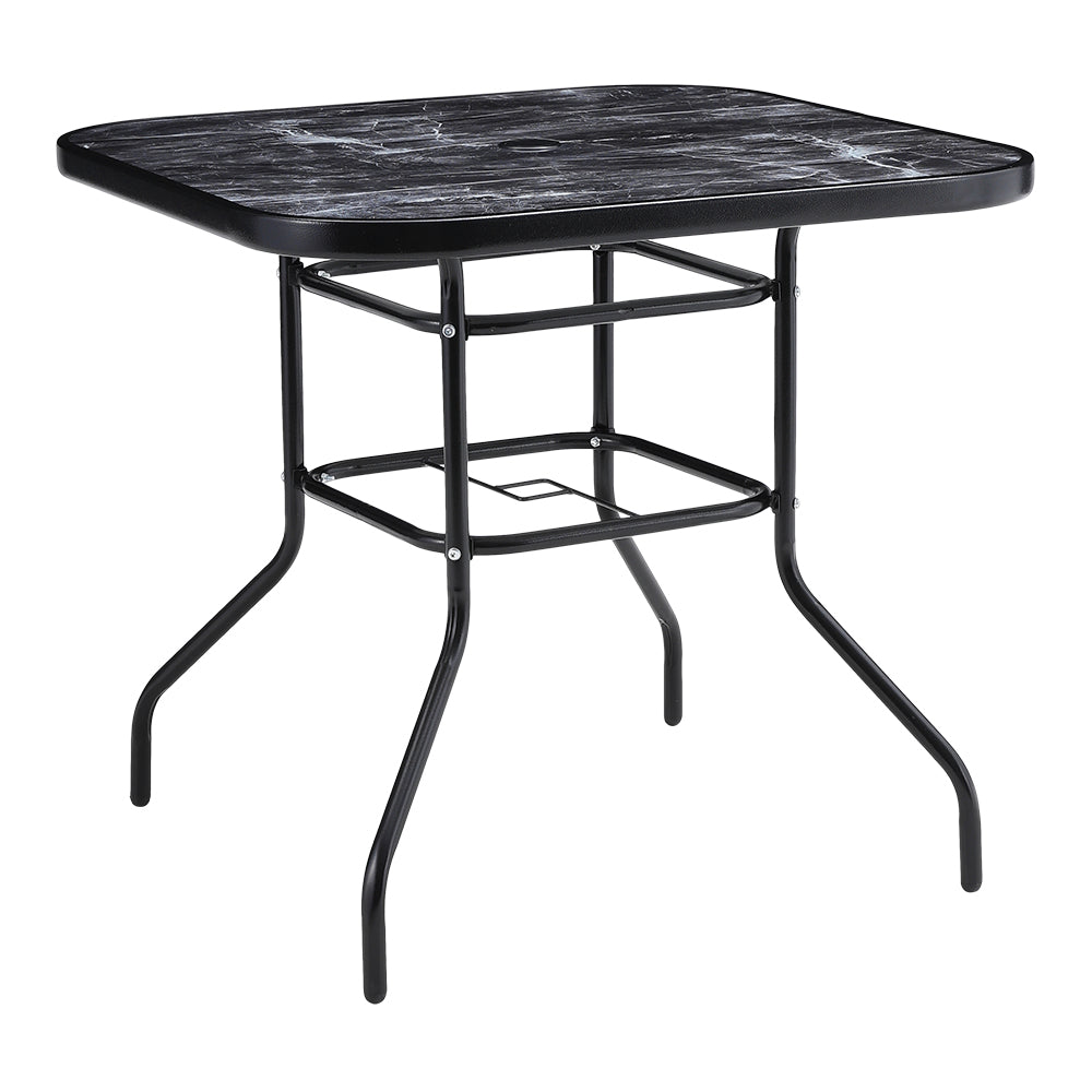 Black Garden Round/Square Marble Patio Table With Umbrella Hole