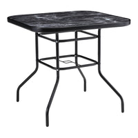 Black Garden Round/Square Marble Patio Table With Umbrella Hole