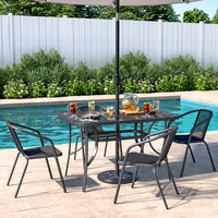 Black Garden Round/Square Marble Patio Table With Umbrella Hole