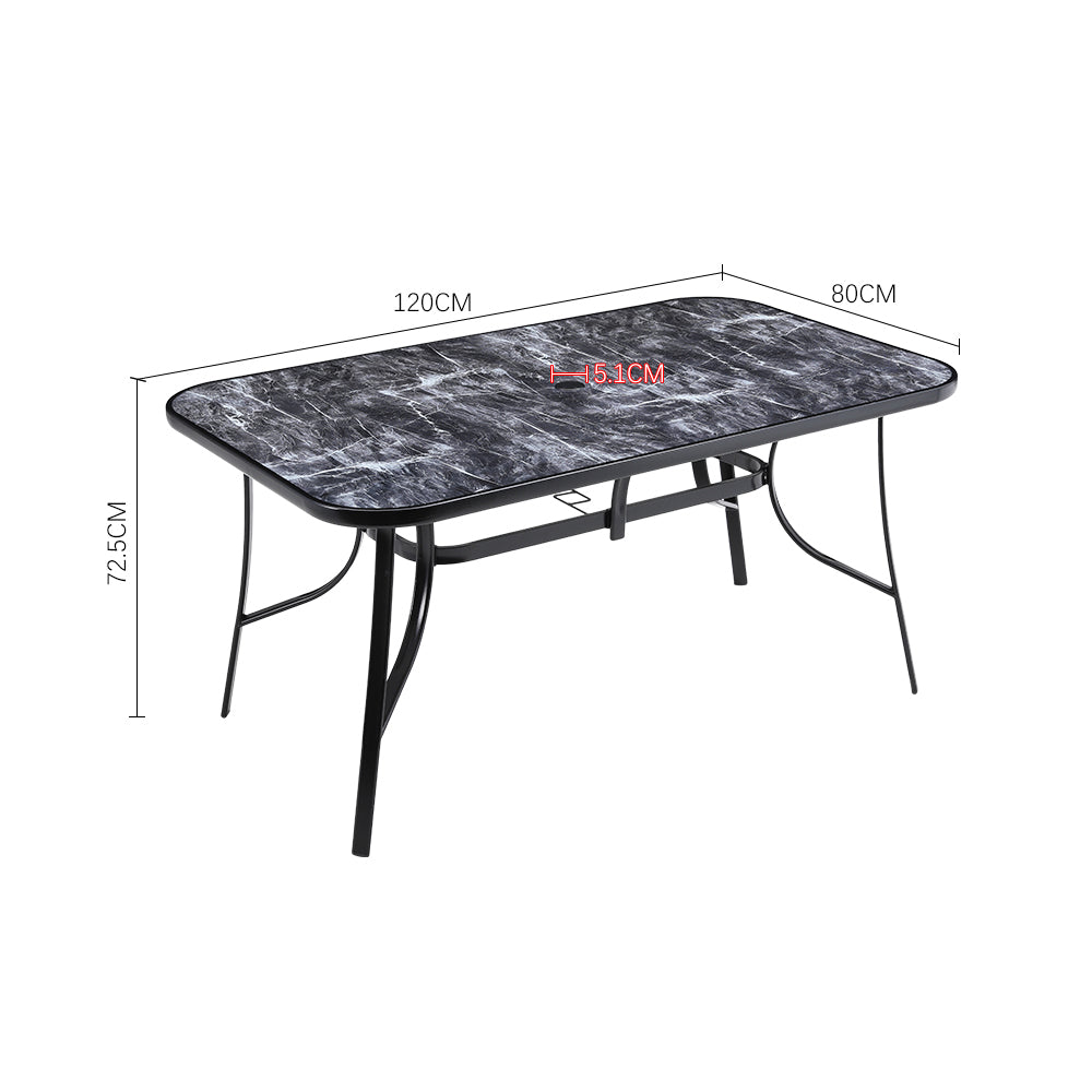 Black Garden Round/Square Marble Patio Table With Umbrella Hole