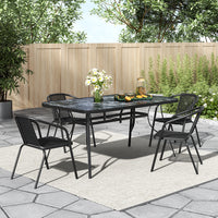 Black Garden Round/Square Marble Patio Table With Umbrella Hole