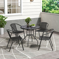 Black Garden Round/Square Marble Patio Table With Umbrella Hole