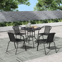 Black Garden Round/Square Marble Patio Table With Umbrella Hole