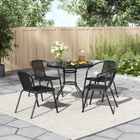 Black Garden Round/Square Marble Patio Table With Umbrella Hole