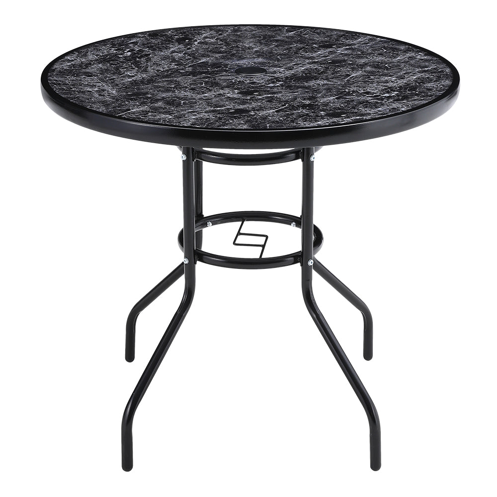 Black Garden Round/Square Marble Patio Table With Umbrella Hole