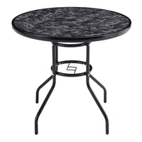 Black Garden Round/Square Marble Patio Table With Umbrella Hole