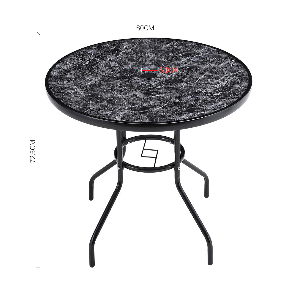 Black Garden Round/Square Marble Patio Table With Umbrella Hole