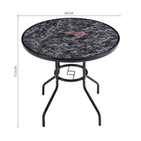 Black Garden Round/Square Marble Patio Table With Umbrella Hole