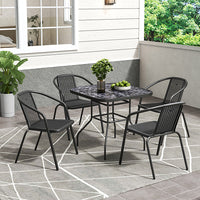 Black Garden Round/Square Marble Patio Table With Umbrella Hole