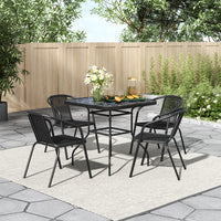 Black Garden Round/Square Marble Patio Table With Umbrella Hole