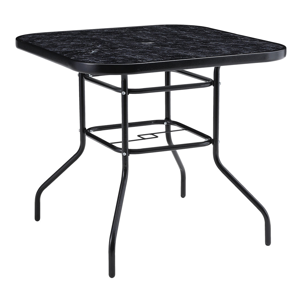 Black Garden Round/Square Marble Patio Table With Umbrella Hole