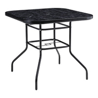 Black Garden Round/Square Marble Patio Table With Umbrella Hole