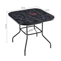 Black Garden Round/Square Marble Patio Table With Umbrella Hole