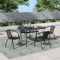 Black Garden Round/Square Marble Patio Table With Umbrella Hole