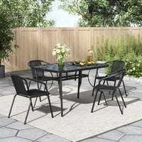 Black Garden Round/Square Marble Patio Table With Umbrella Hole