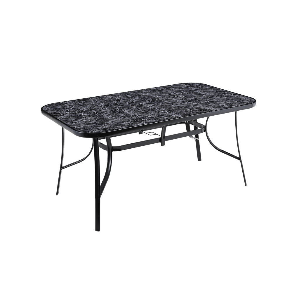 Black Garden Round/Square Marble Patio Table With Umbrella Hole