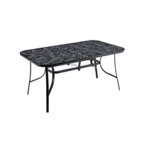 Black Garden Round/Square Marble Patio Table With Umbrella Hole
