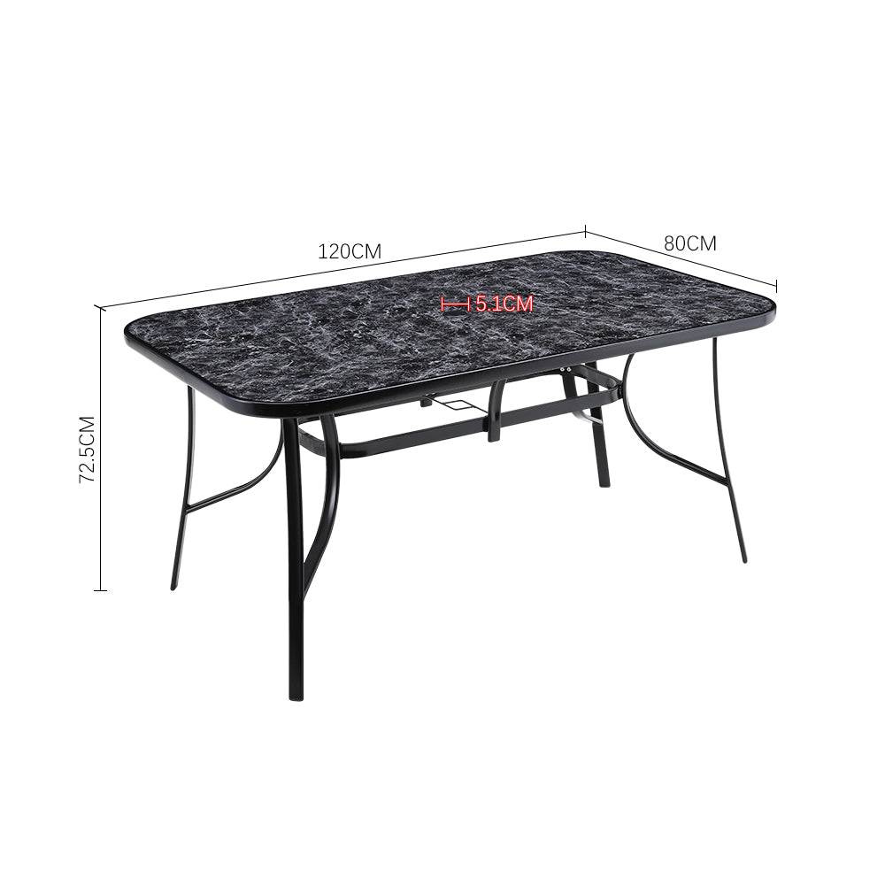 Black Garden Round/Square Marble Patio Table With Umbrella Hole