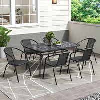 Black Garden Round/Square Marble Patio Table With Umbrella Hole