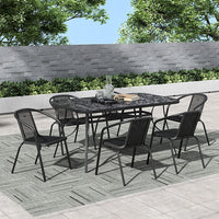 Black Garden Round/Square Marble Patio Table With Umbrella Hole