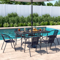 Black Garden Round/Square Marble Patio Table With Umbrella Hole