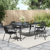 Black Garden Round/Square Marble Patio Table With Umbrella Hole