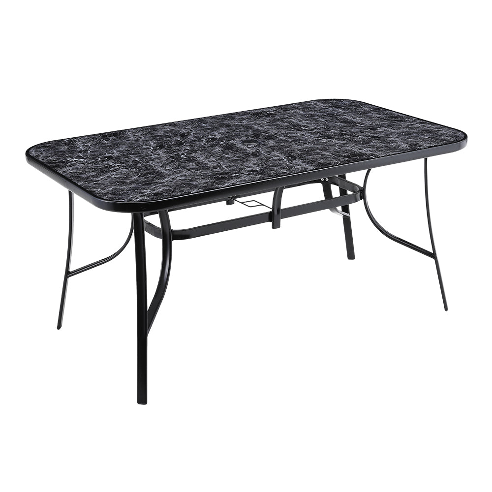 Black Garden Round/Square Marble Patio Table With Umbrella Hole