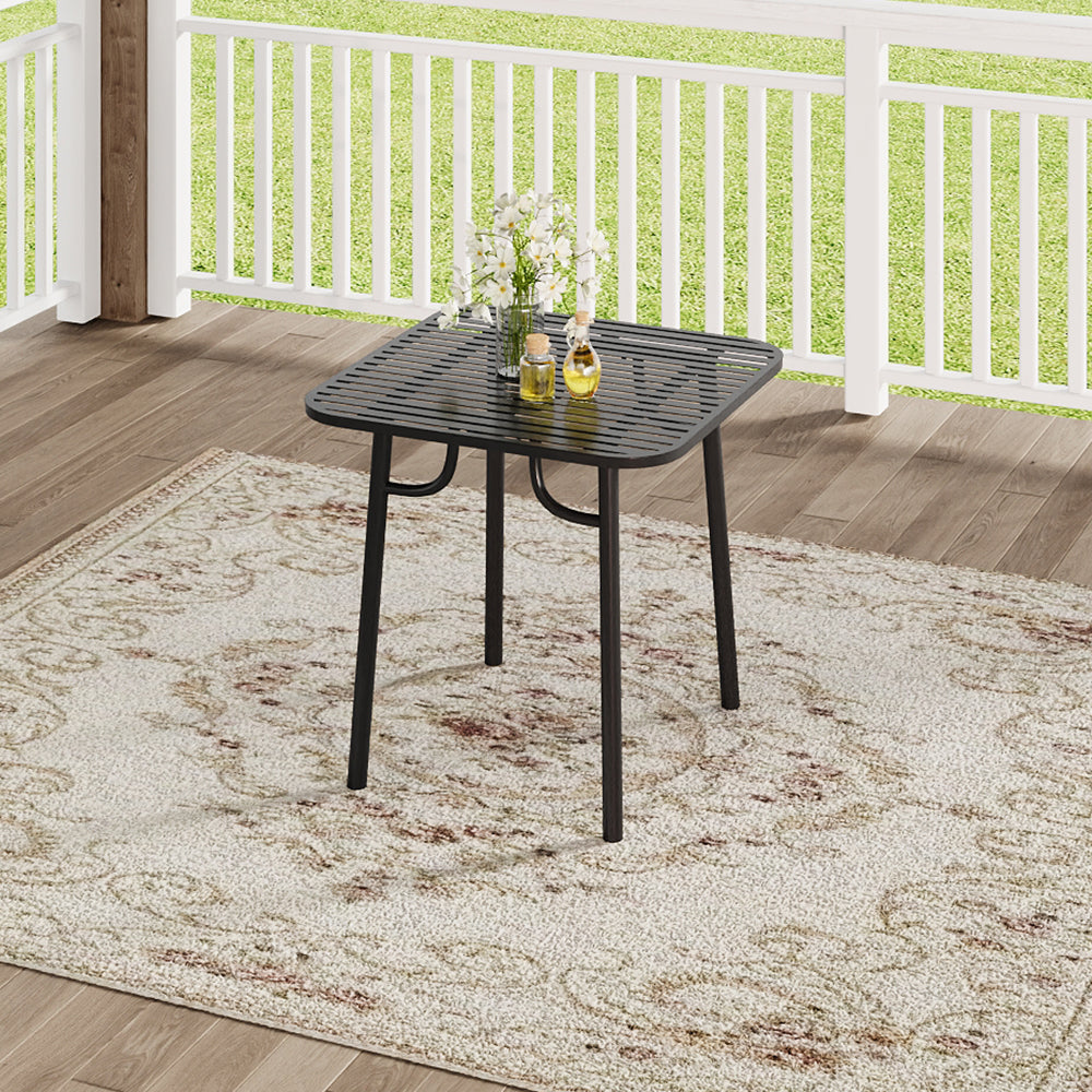 Black Square Wrought Iron Outdoor Table – 80cm Garden Dining Table in Patio Setting