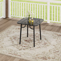 Black Square Wrought Iron Outdoor Table – 80cm Garden Dining Table in Patio Setting