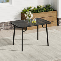 120cm Black Wrought Iron Garden Patio Table – Rectangular Outdoor Metal Dining Table