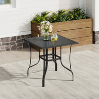 Black Square Metal Garden Table in Courtyard Setting – 80x80cm Size